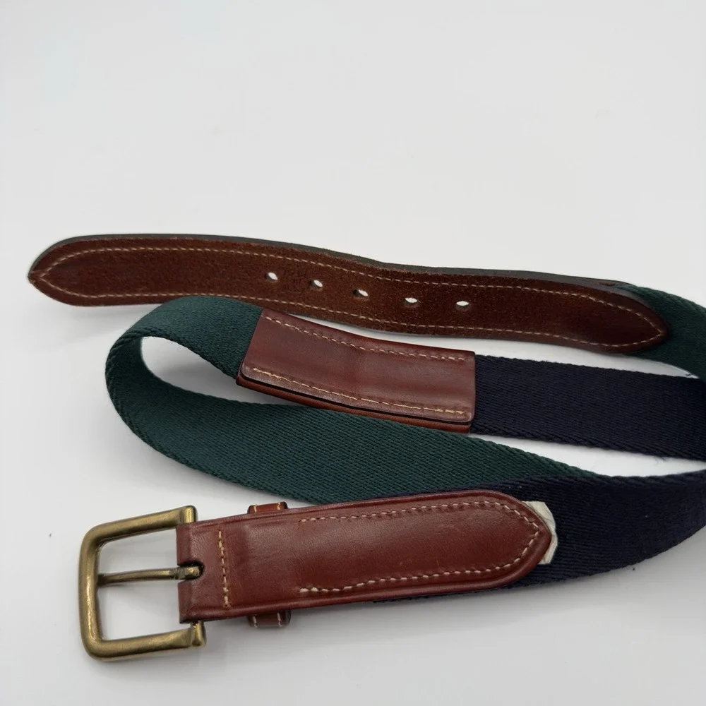 Tommy Hilfiger Authentic Surplus Style Mens Belt Sz 38 Navy‎ Blue/Green/ Leather